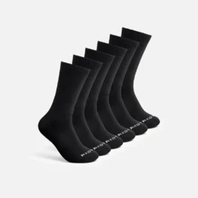 Everyday Work Medium Weight Crew - 6 Pack Unisex Cotton Blend Crew Sock in Black