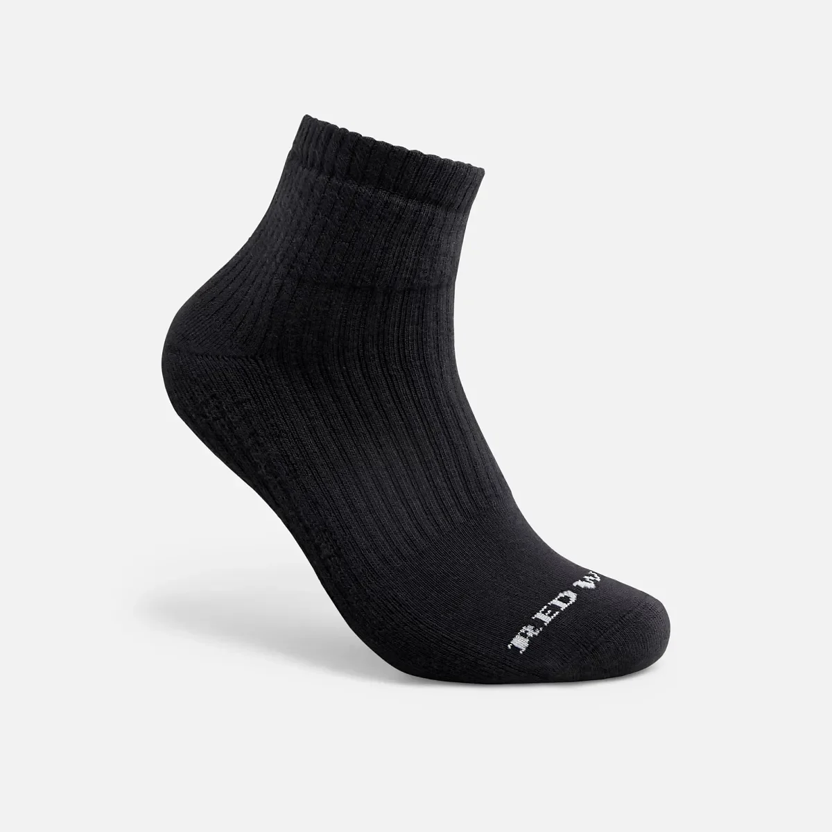 Everyday Work Medium Weight Quarter Crew Unisex Cotton Blend Quarter Crew Sock in Black
