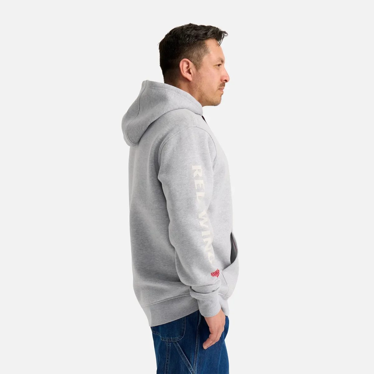 Hoodie with Sleeve Print Men's Hoodie in Light Heather Gray