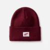 Logo Knit Beanie Hat Unisex Knit Watch Hat in Burgundy
