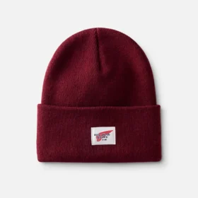 Logo Knit Beanie Hat Unisex Knit Watch Hat in Burgundy